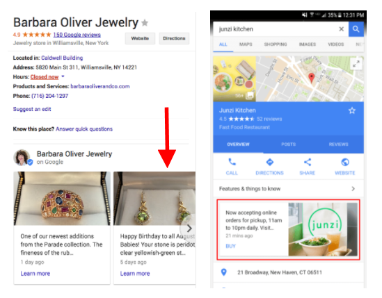 Google My Business Post Results in SERPs
